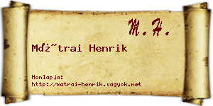 Mátrai Henrik névjegykártya